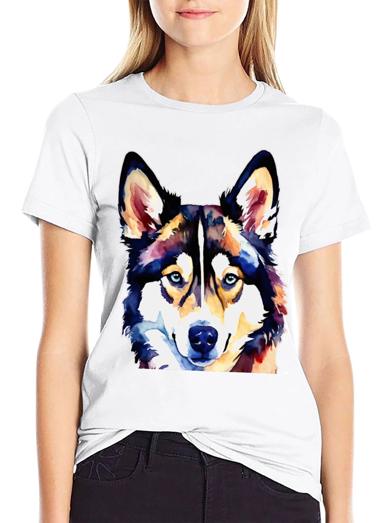 Watercolor Husky Dog T-Shirt