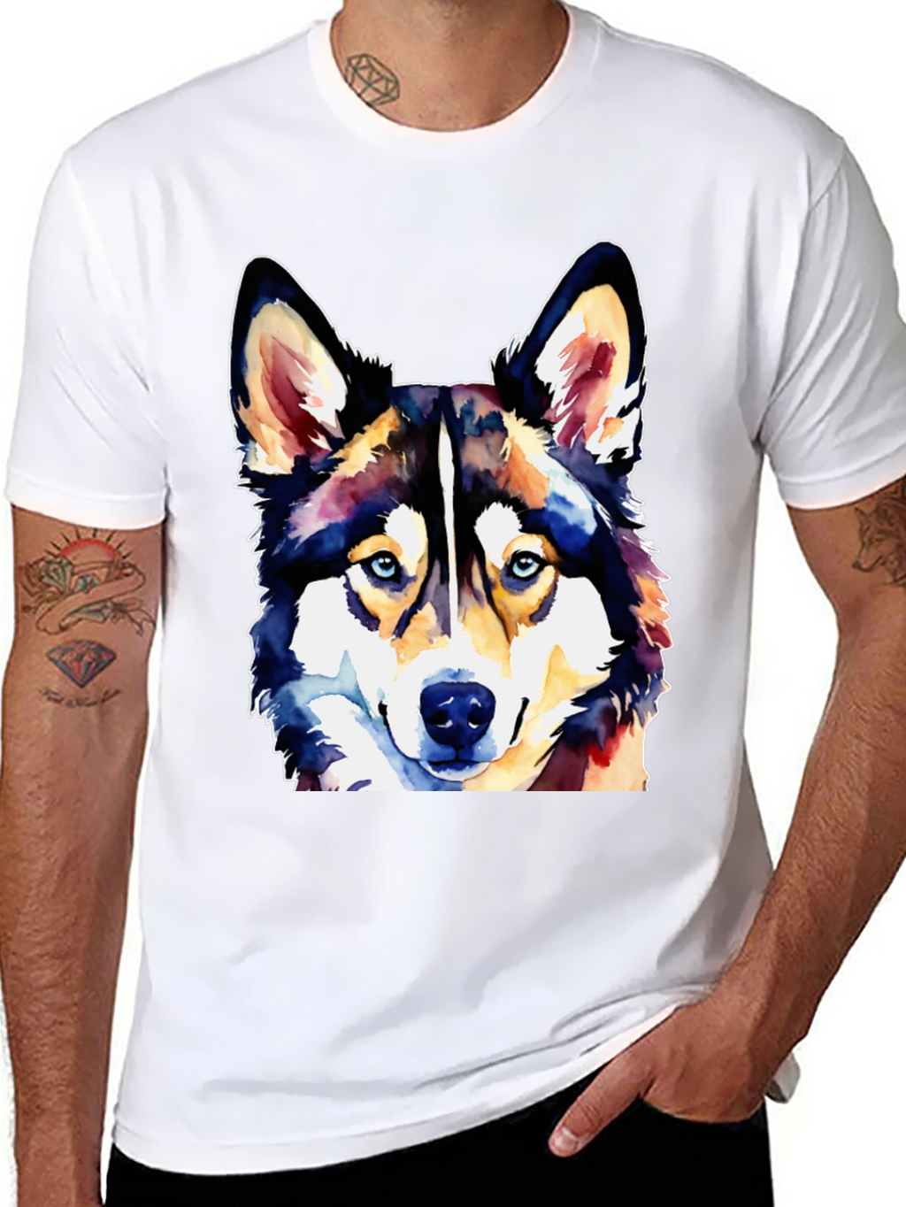 Watercolor Husky Dog T-Shirt