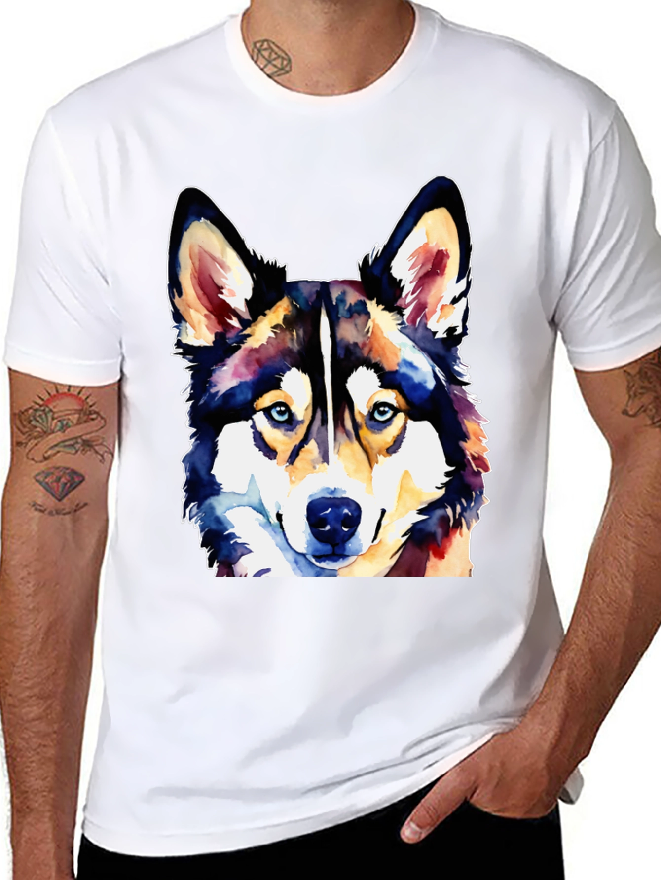 Watercolor Husky Dog T-Shirt