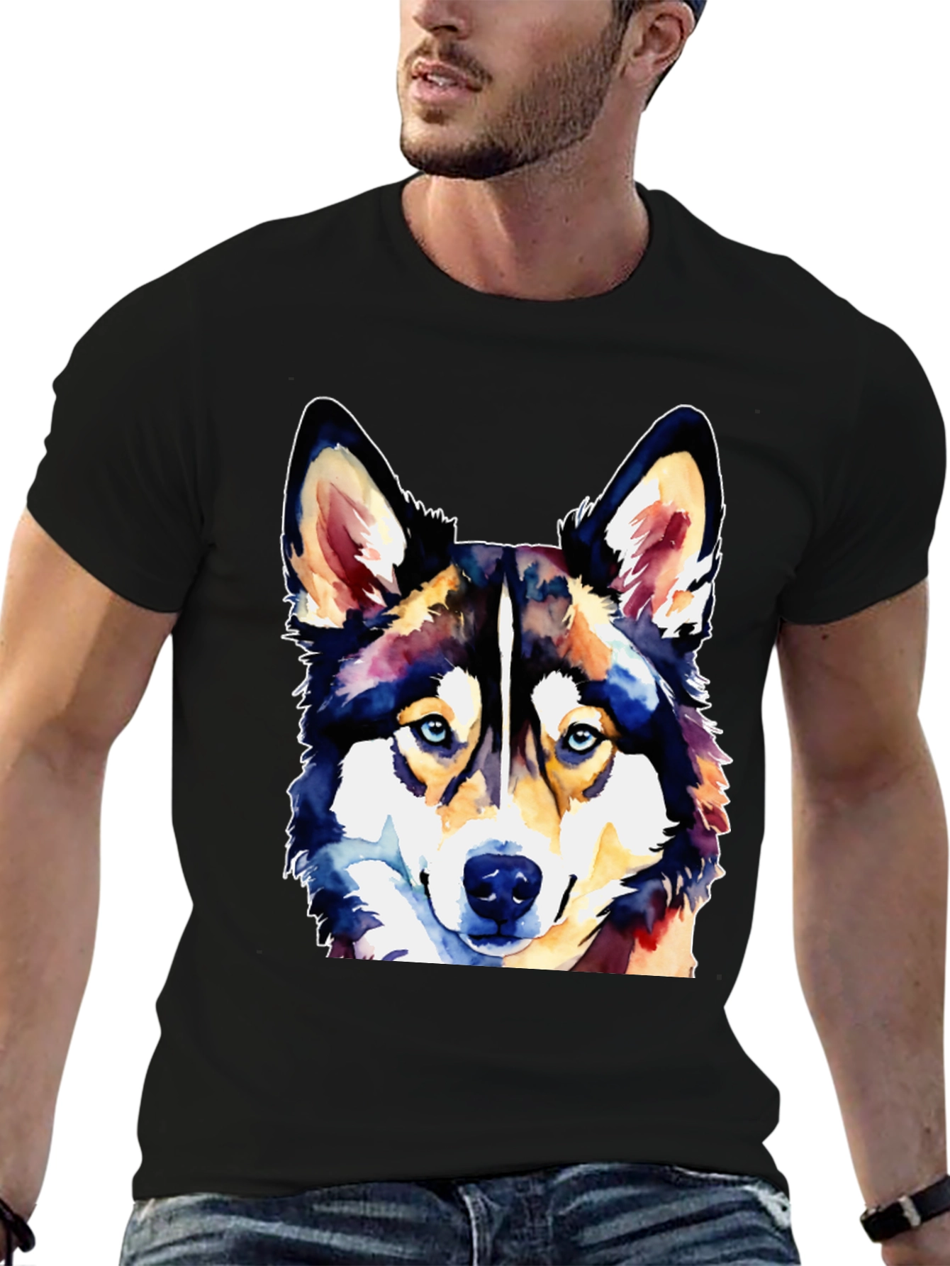 Watercolor Husky Dog T-Shirt