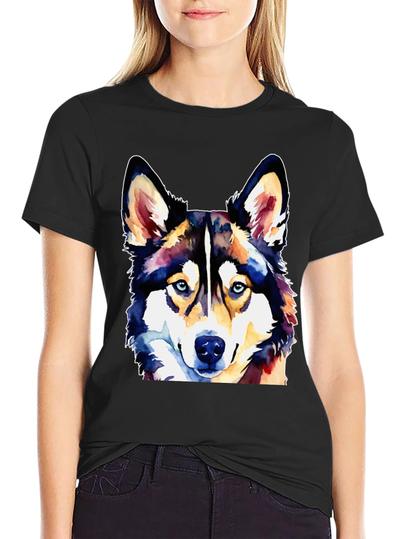 Watercolor Husky Dog T-Shirt