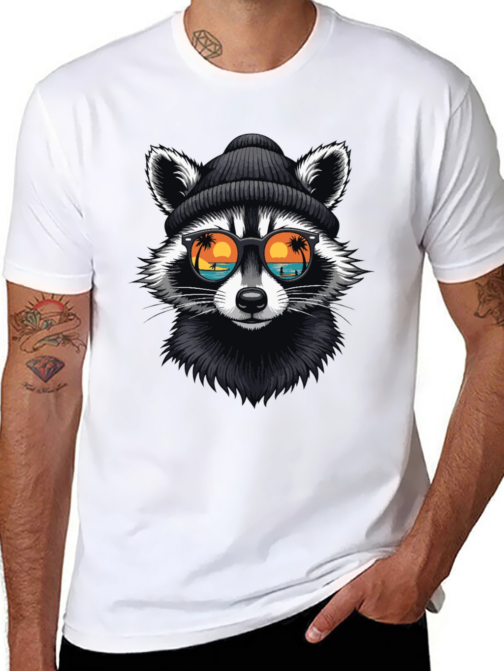 Cool Raccoon Graphic T-Shirt - Beach Vibes