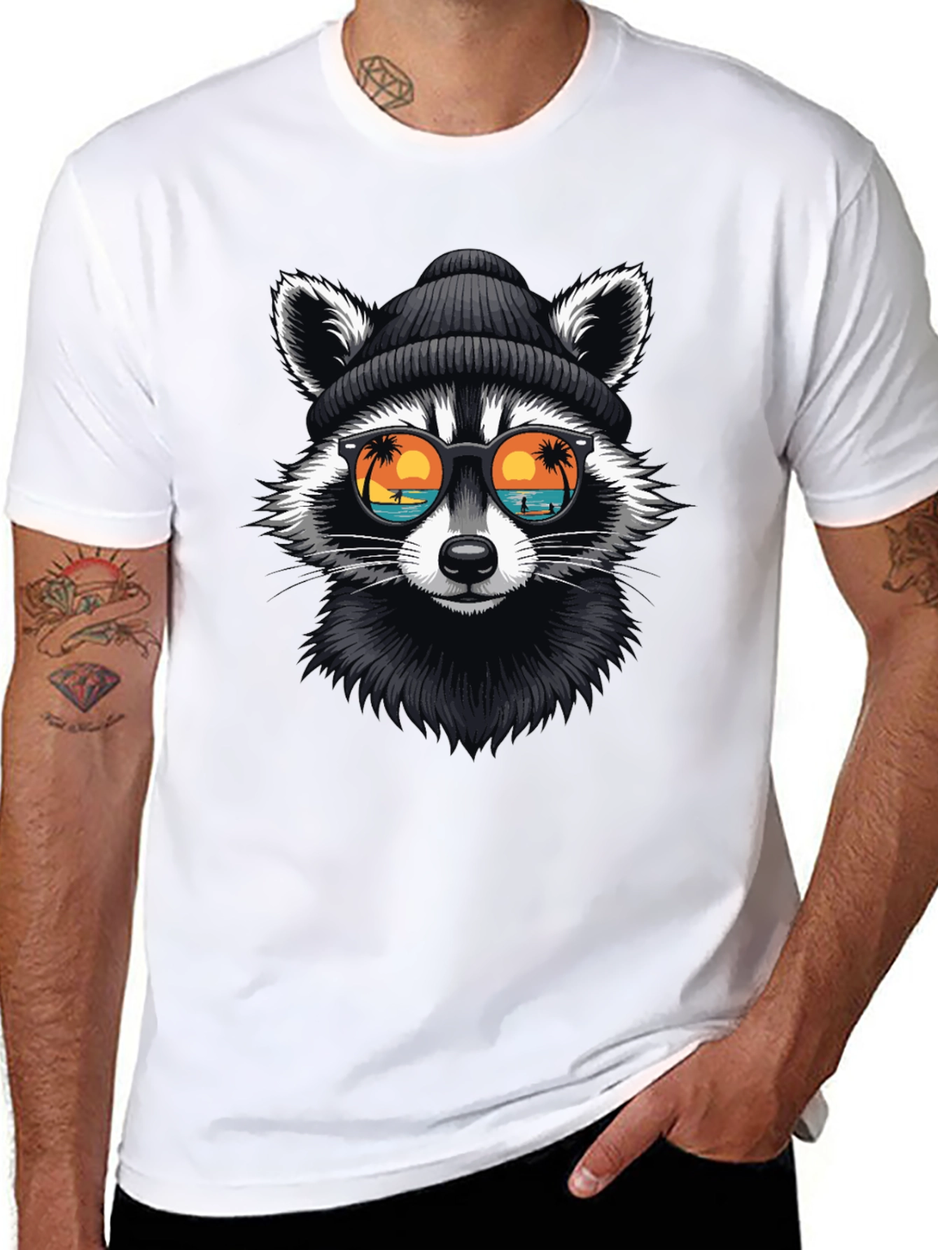 Cool Raccoon Graphic T-Shirt - Beach Vibes