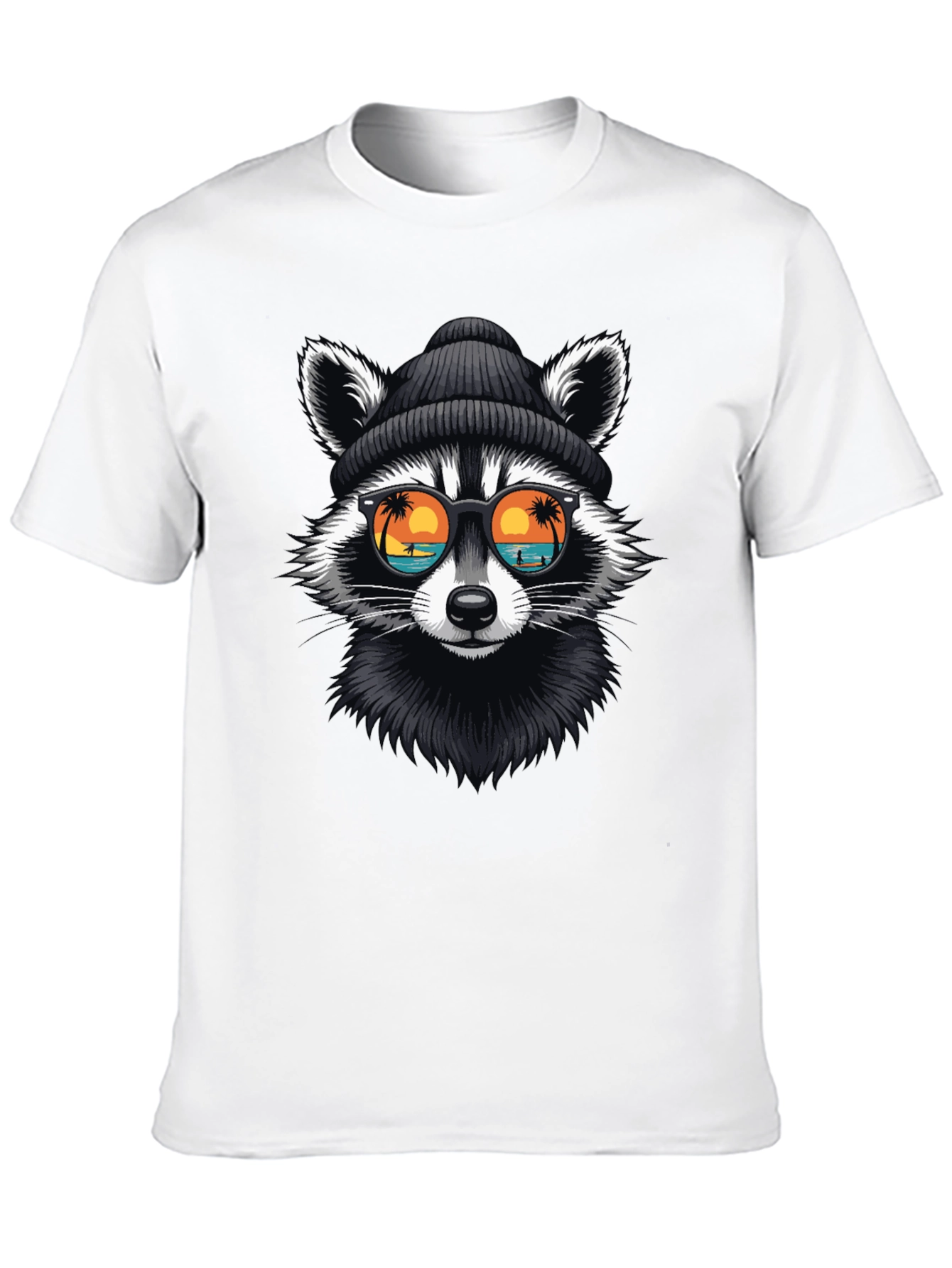Cool Raccoon Graphic T-Shirt - Beach Vibes