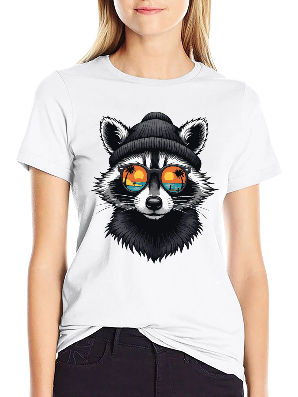 Cool Raccoon Graphic T-Shirt - Beach Vibes