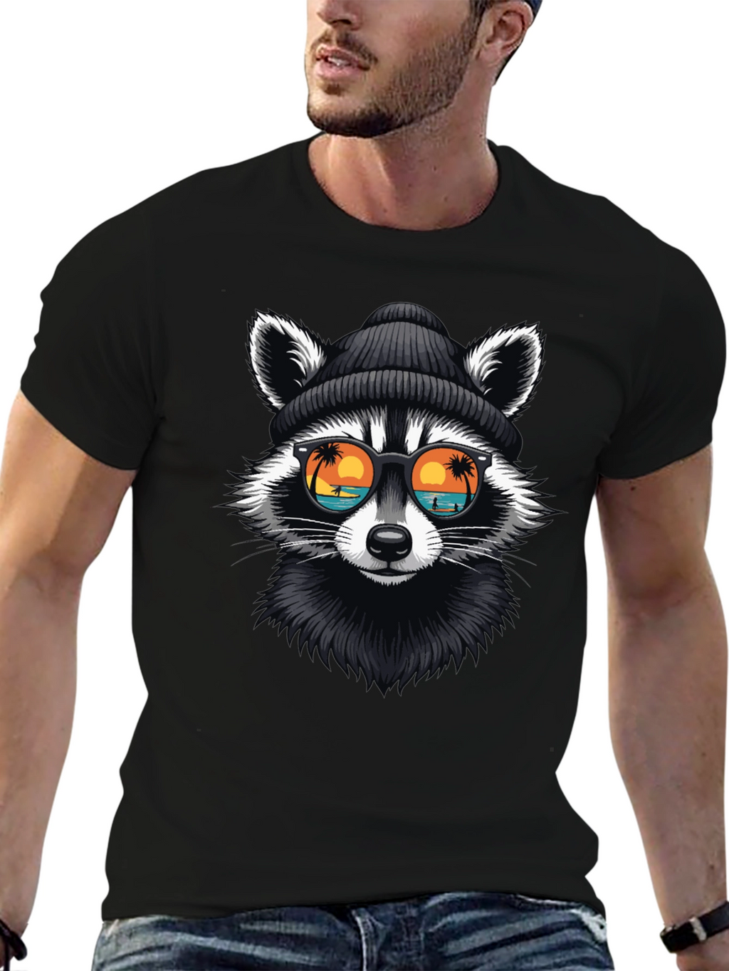 Cool Raccoon Graphic T-Shirt - Beach Vibes