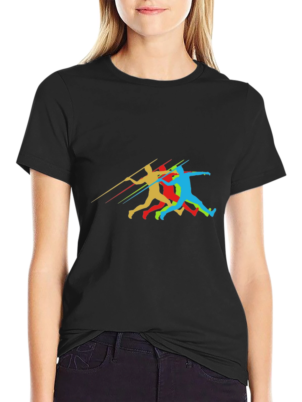 Javelin Thrower Graphic Black T-Shirt