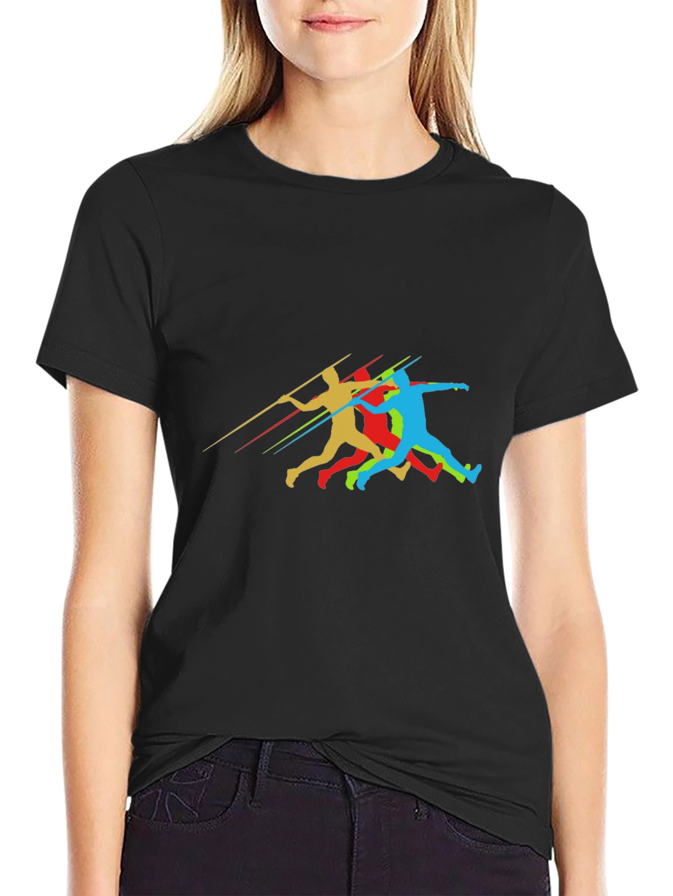 Javelin Thrower Graphic Black T-Shirt