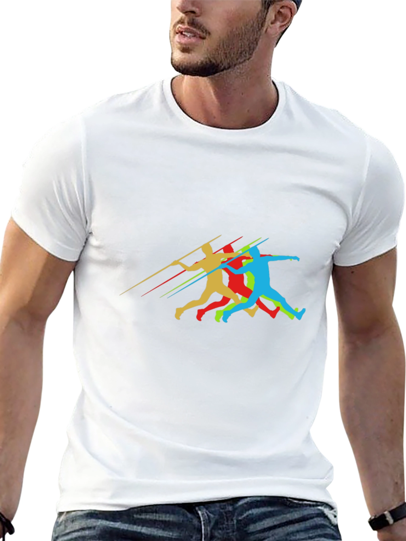 Javelin Thrower Graphic Black T-Shirt