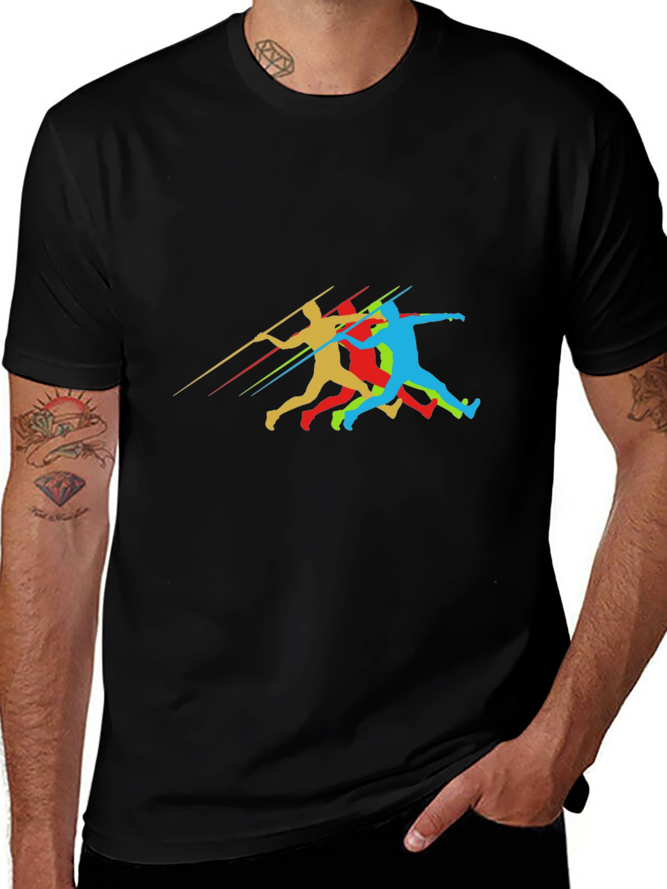 Javelin Thrower Graphic Black T-Shirt