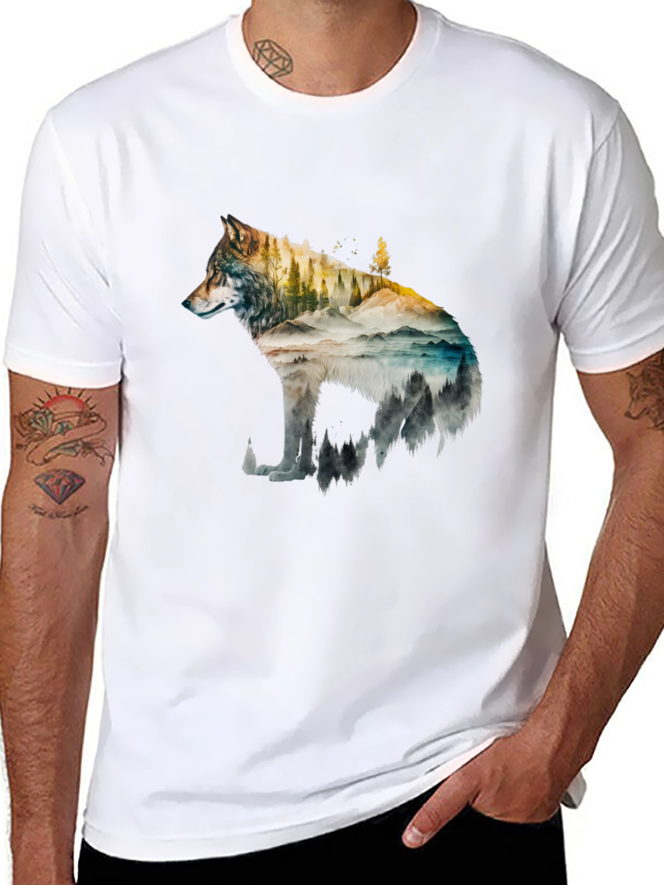 Wolf Landscape Graphic Tee - Black
