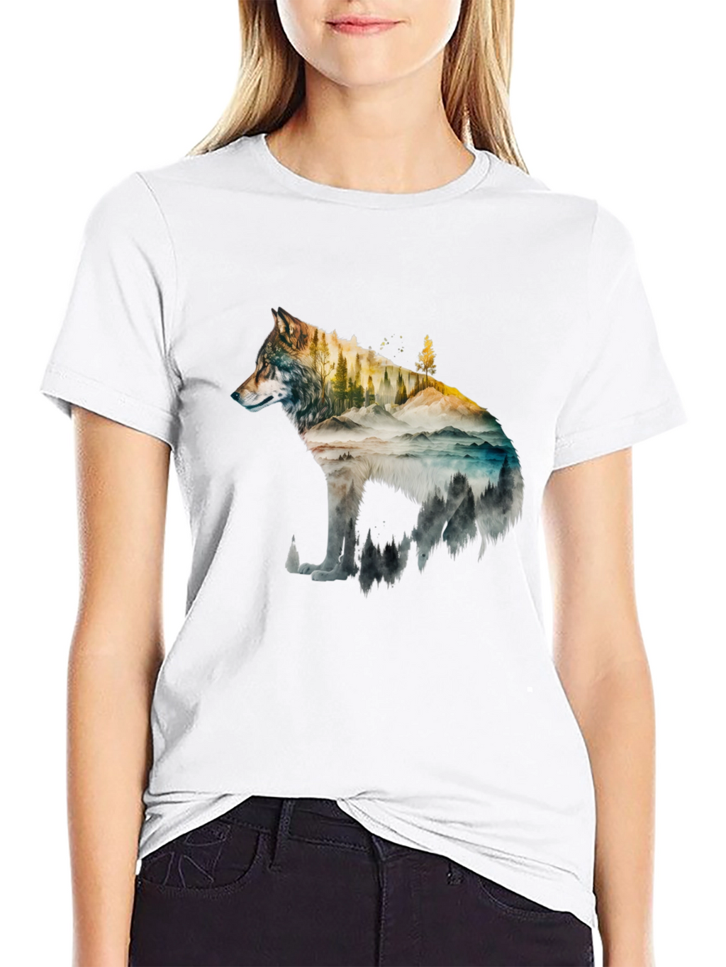 Wolf Landscape Graphic Tee - Black