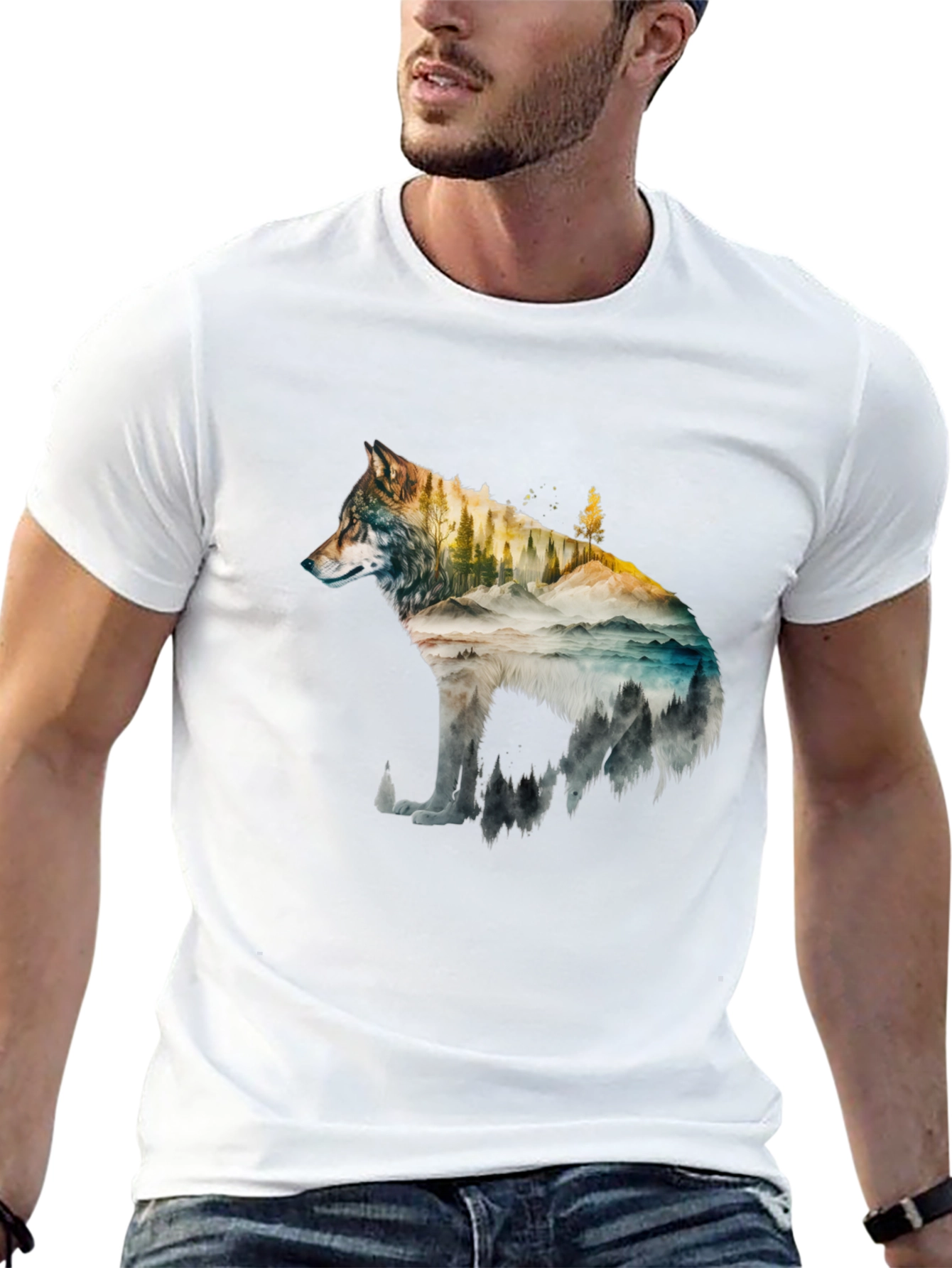 Wolf Landscape Graphic Tee - Black