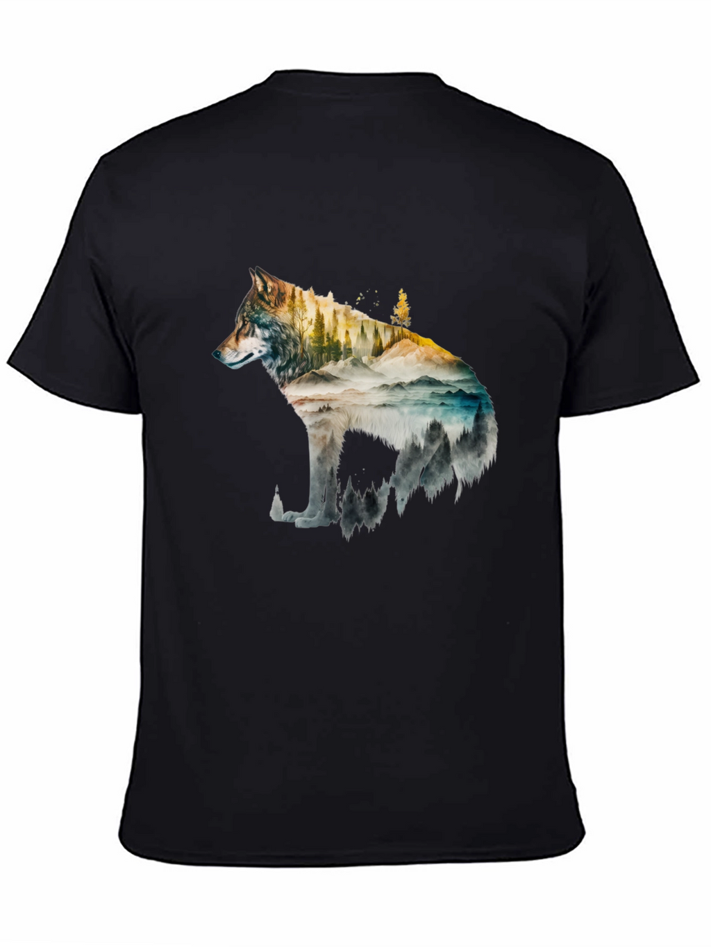 Wolf Landscape Graphic Tee - Black