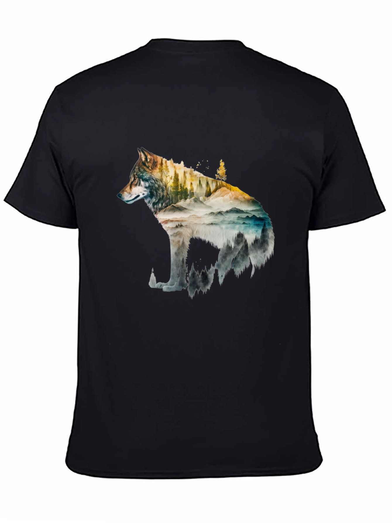 Wolf Landscape Graphic Tee - Black