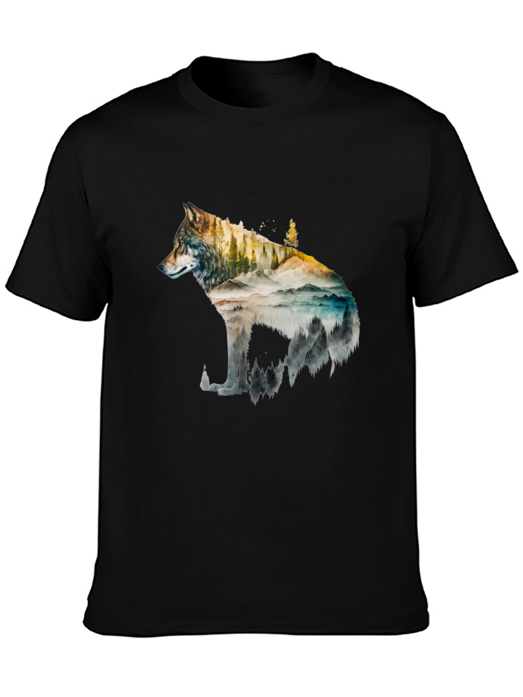 Wolf Landscape Graphic Tee - Black