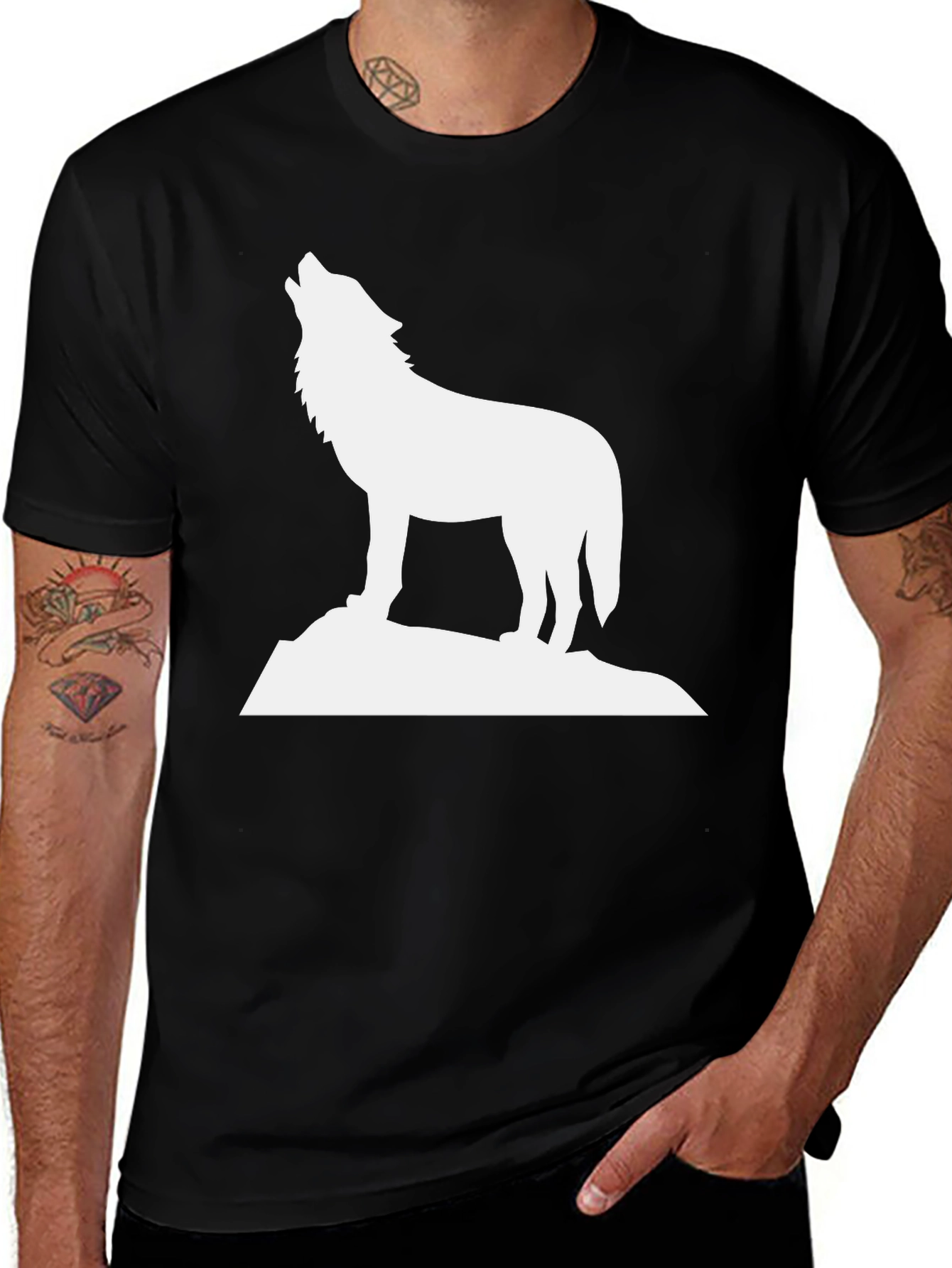 Wolf Howling T-Shirt - Black Graphic Tee