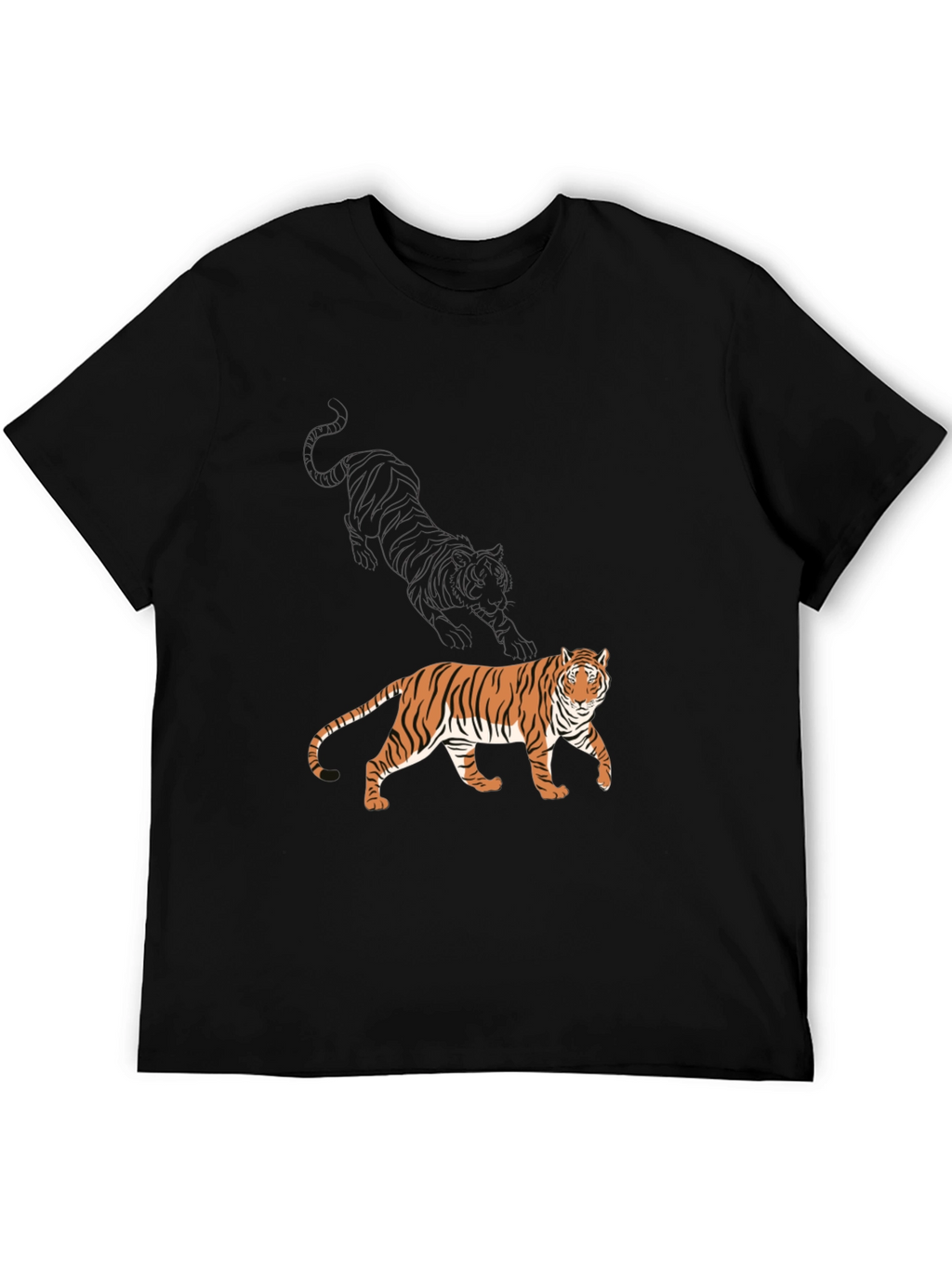 Tiger Graphic Black T-Shirt - Stylish Mens Tee