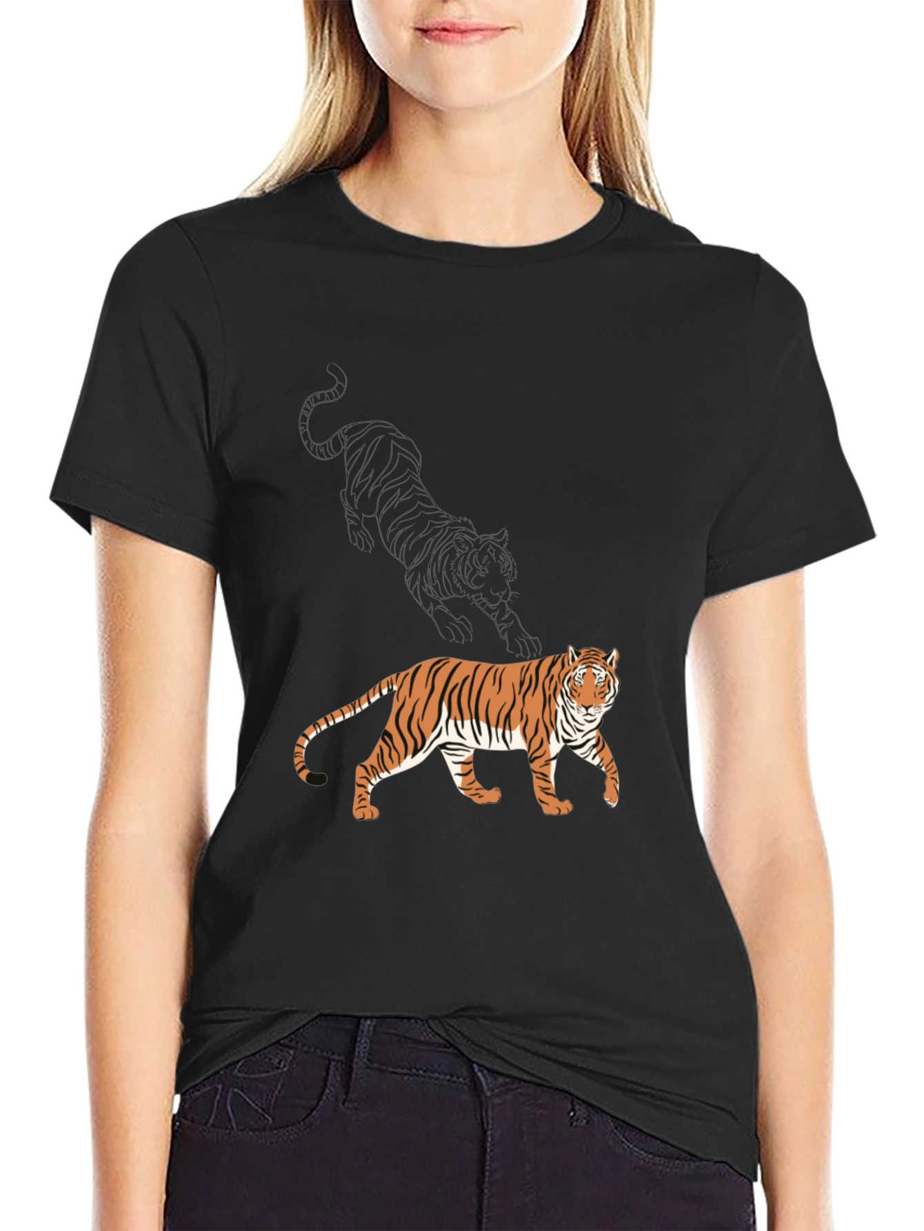 Tiger Graphic Black T-Shirt - Stylish Mens Tee