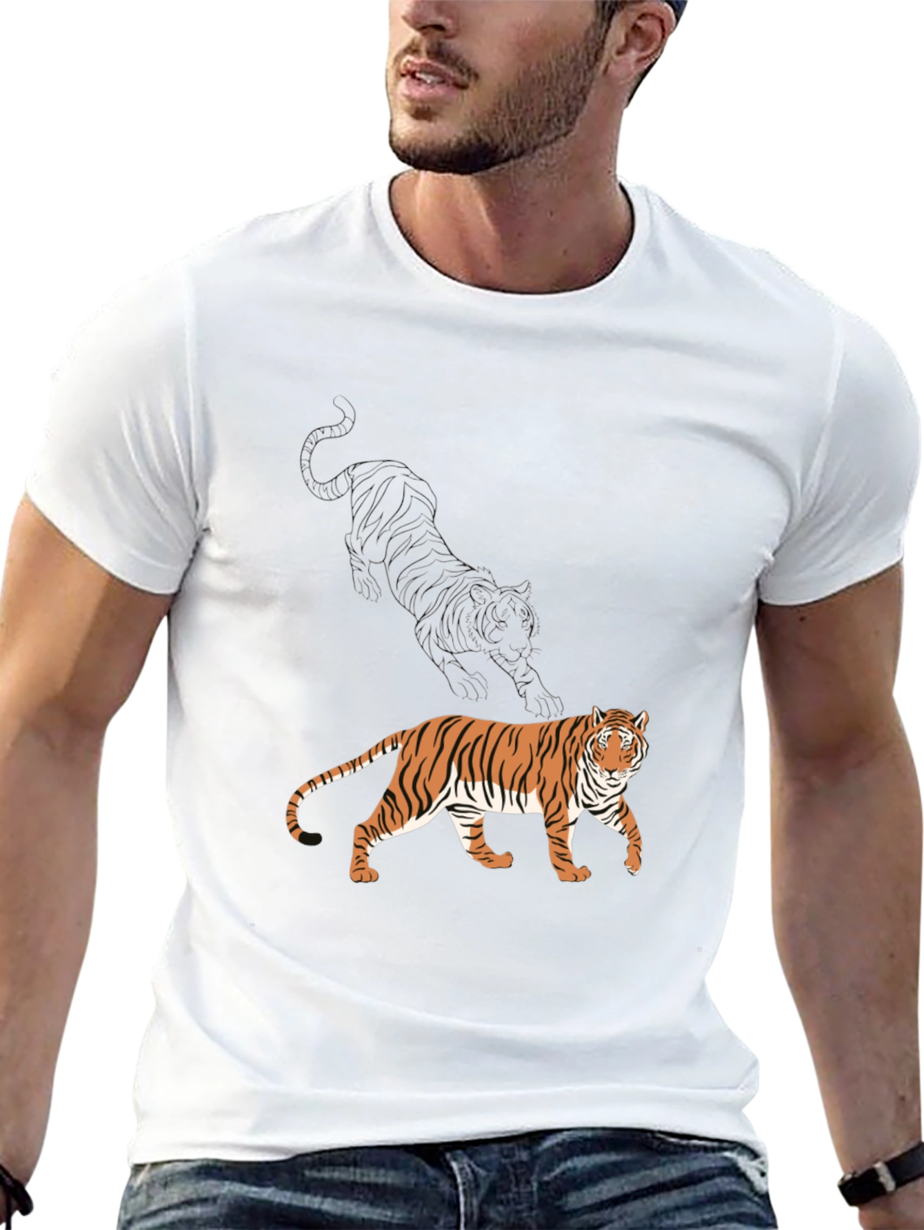 Tiger Graphic Black T-Shirt - Stylish Mens Tee