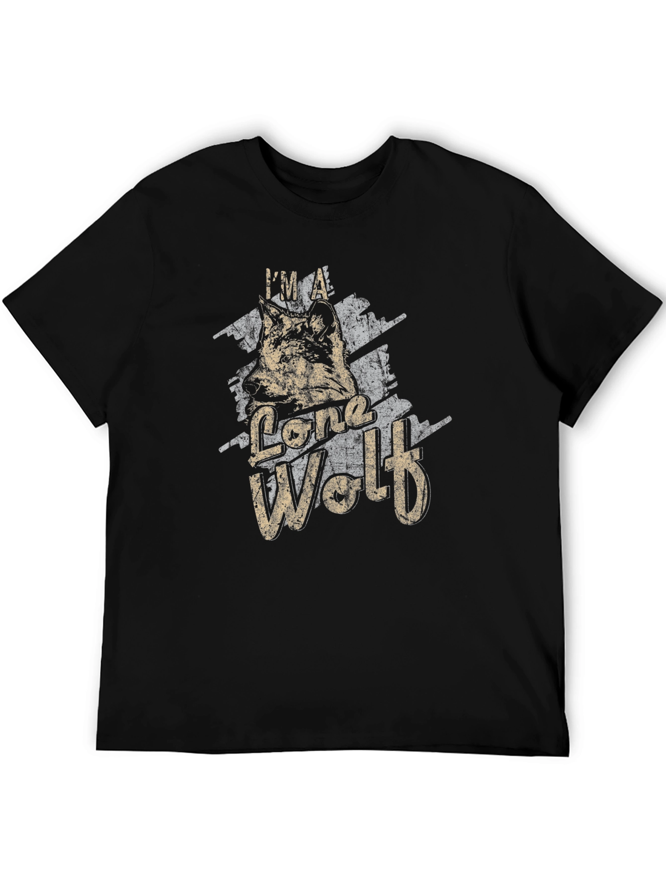 Lone Wolf Graphic Tee - Distressed Style