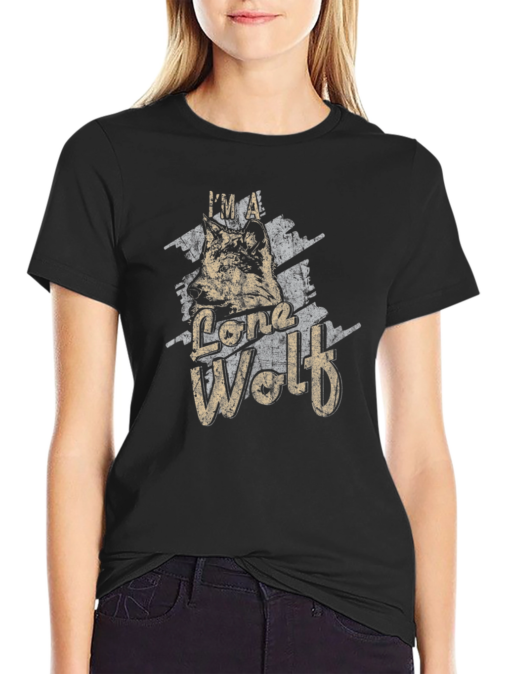 Lone Wolf Graphic Tee - Distressed Style