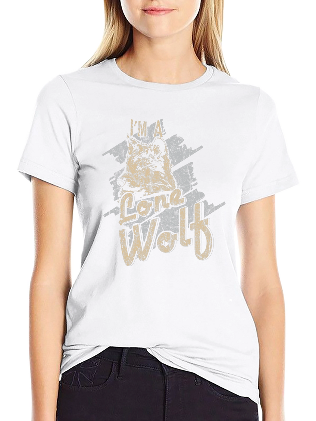 Lone Wolf Graphic Tee - Distressed Style