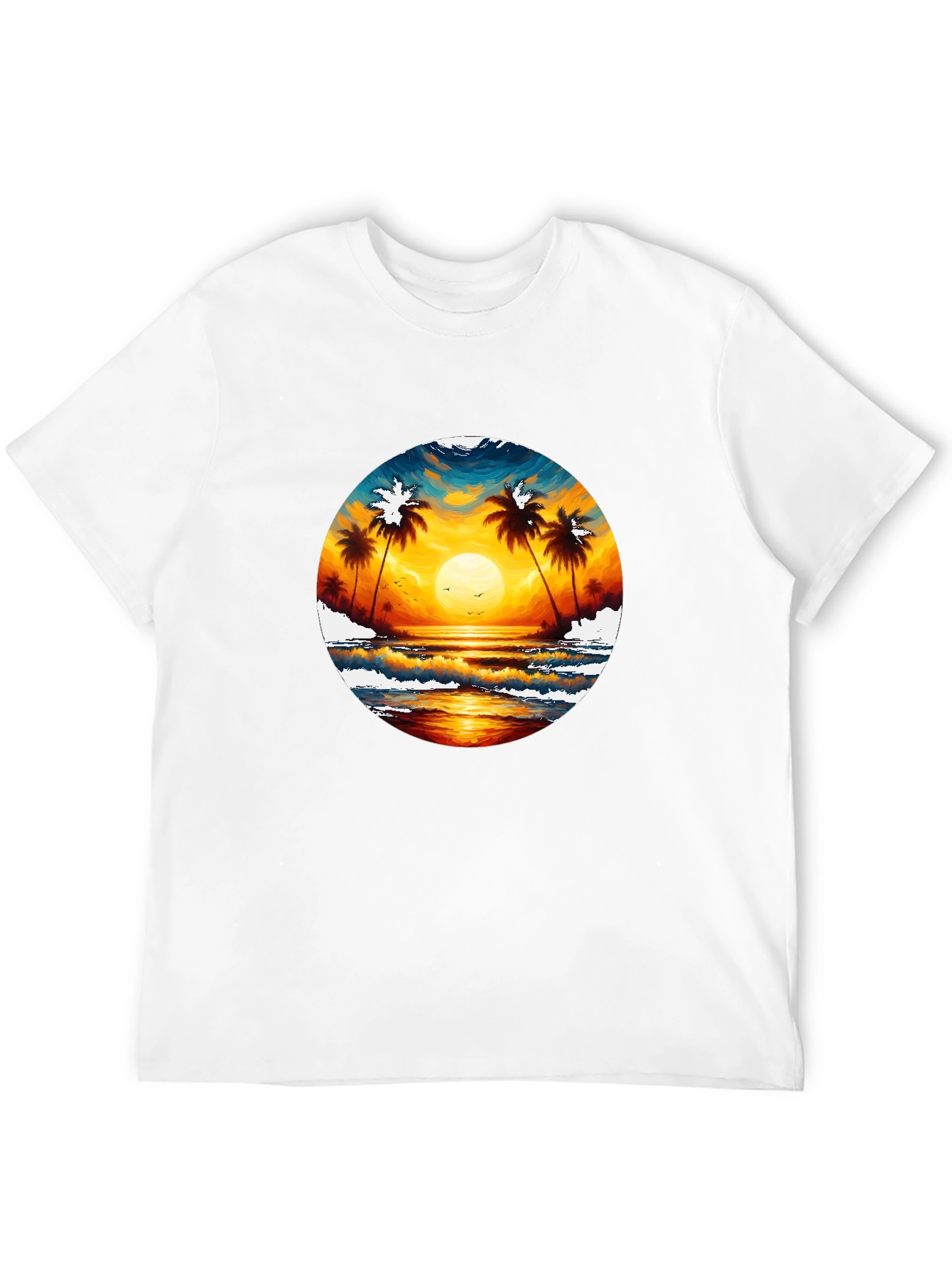 Tropical Sunset Palm Tree Graphic Tee