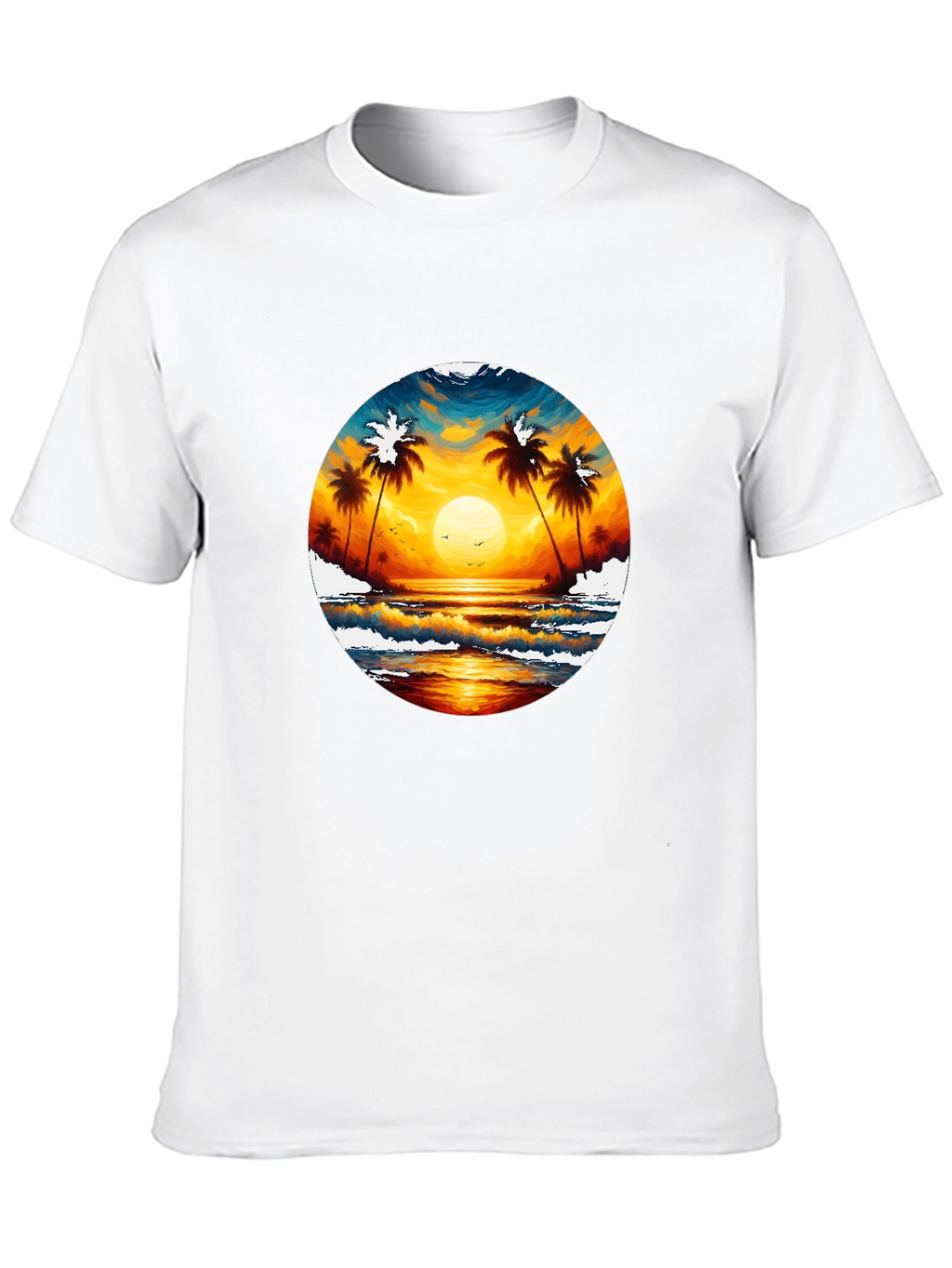 Tropical Sunset Palm Tree Graphic Tee