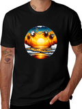 Tropical Sunset Palm Tree Graphic Tee