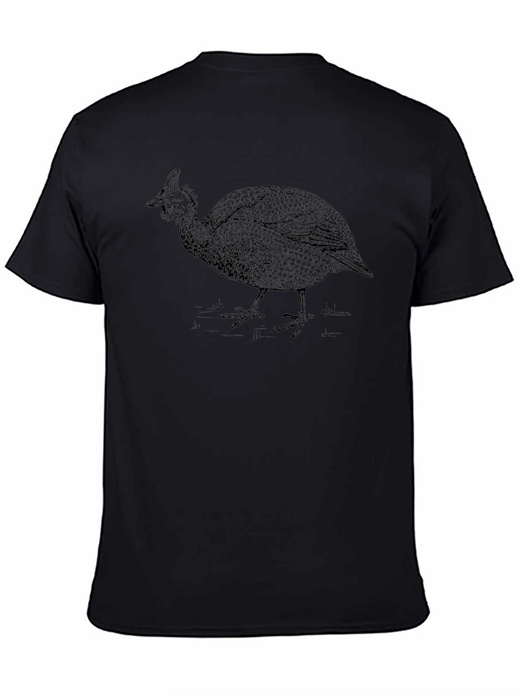 Guinea Fowl Graphic Tee - Black Cotton Comfort