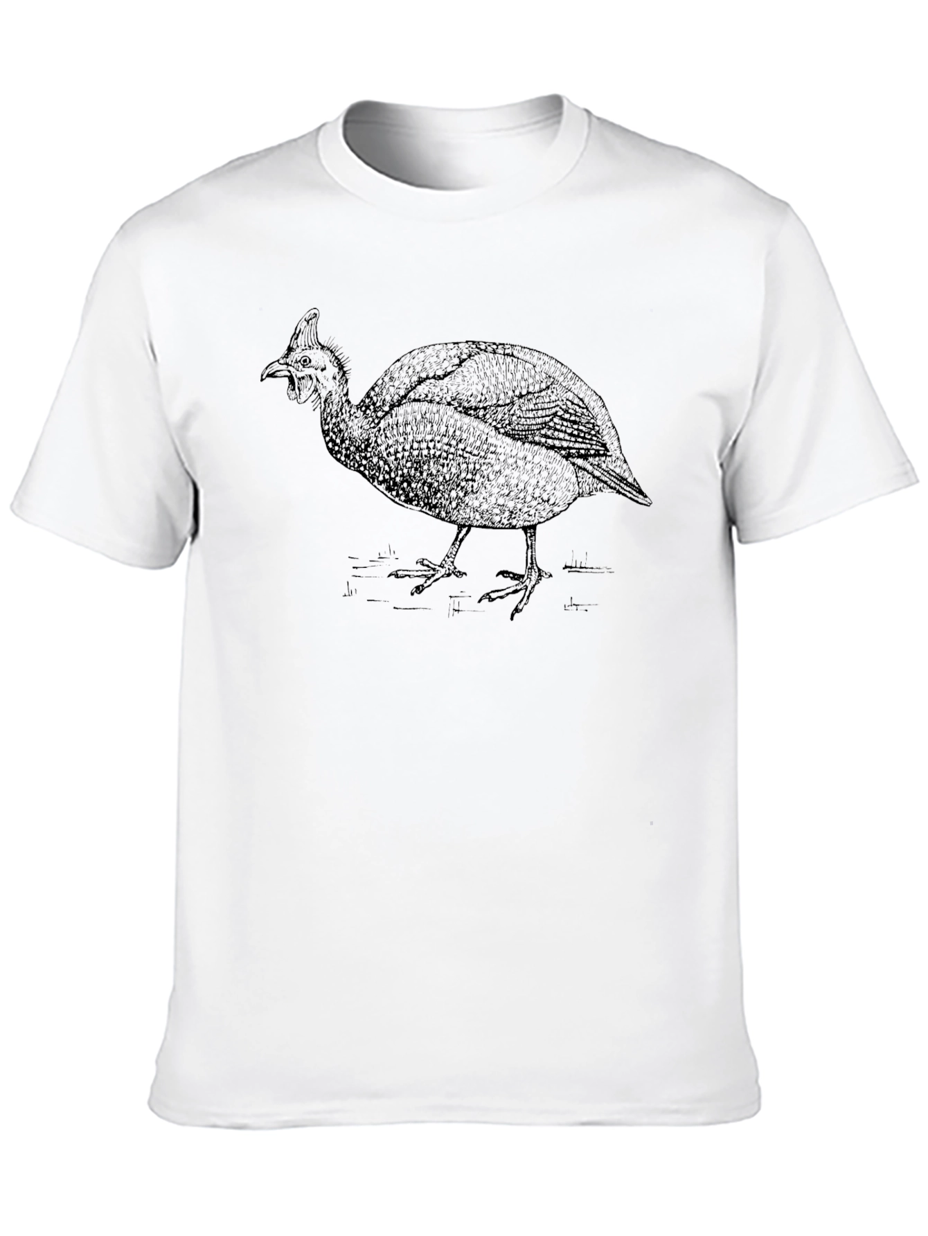 Guinea Fowl Graphic Tee - Black Cotton Comfort