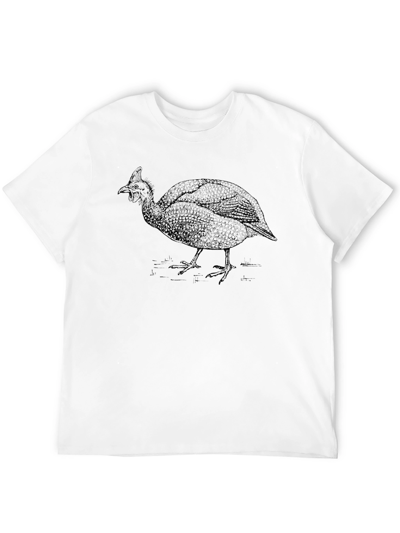 Guinea Fowl Graphic Tee - Black Cotton Comfort