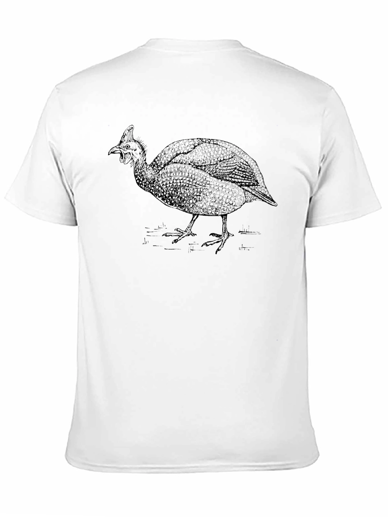 Guinea Fowl Graphic Tee - Black Cotton Comfort