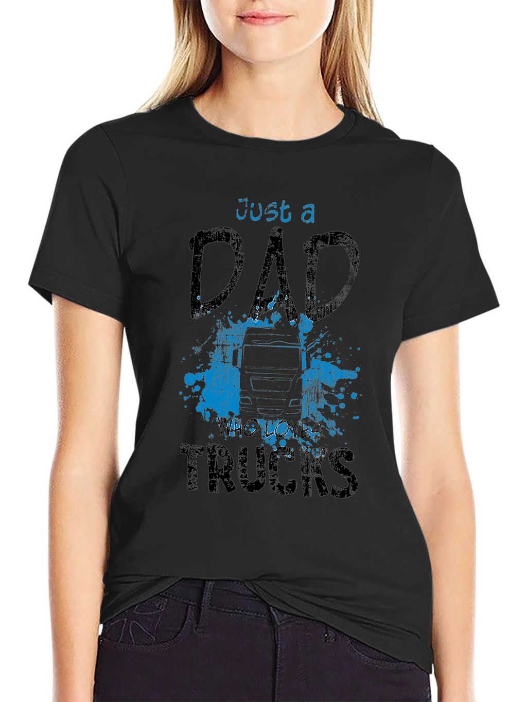 Dad Who Loves Trucks T-Shirt - Black