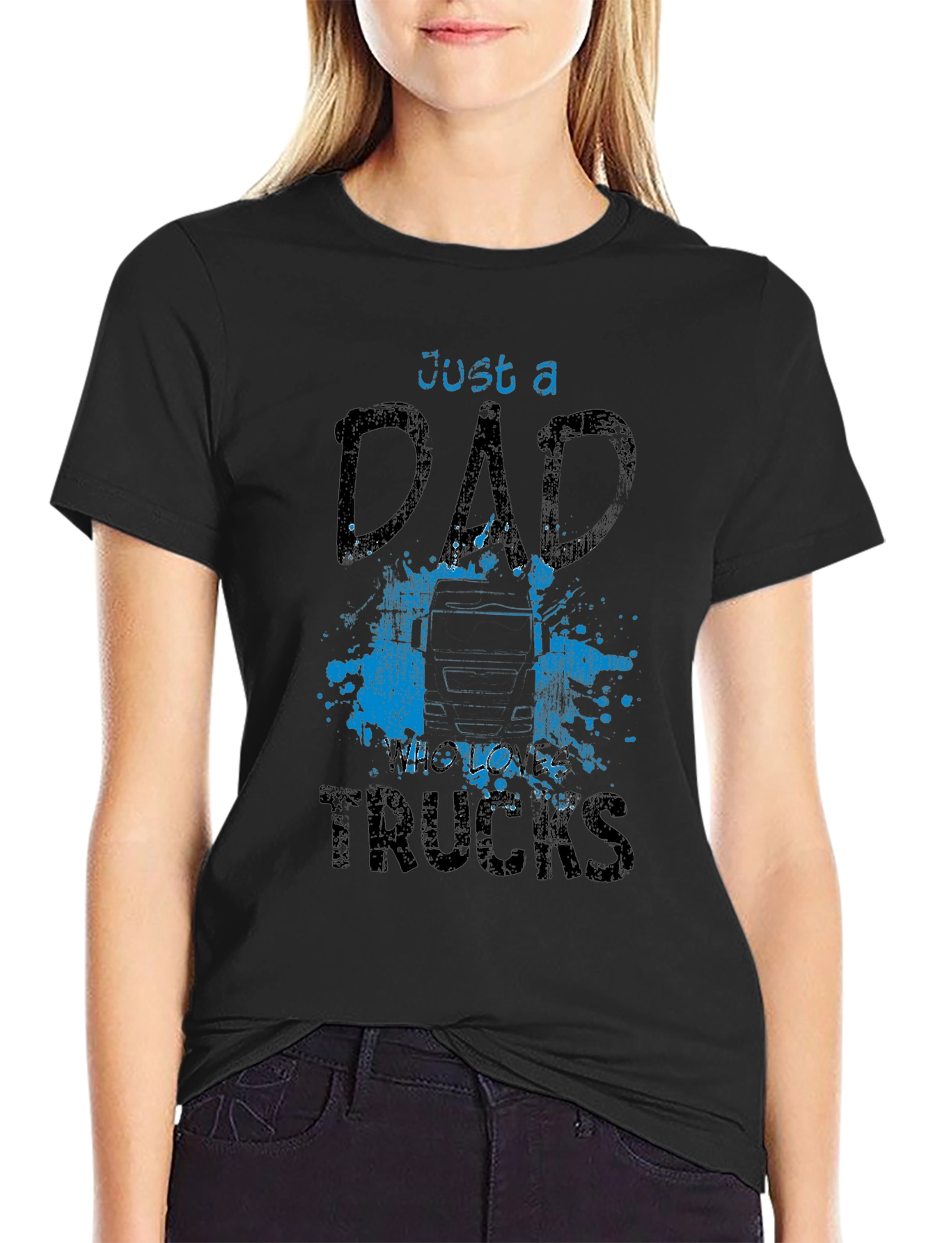 Dad Who Loves Trucks T-Shirt - Black