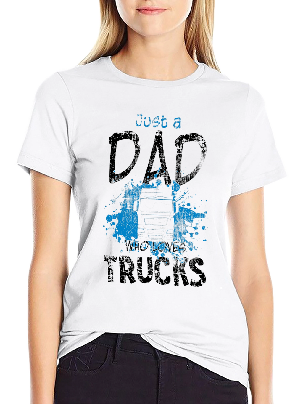 Dad Who Loves Trucks T-Shirt - Black