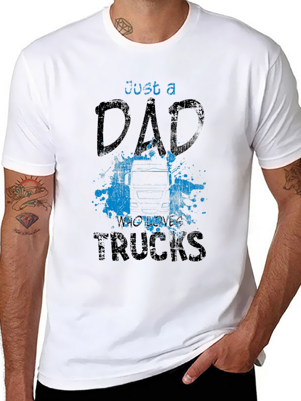 Dad Who Loves Trucks T-Shirt - Black