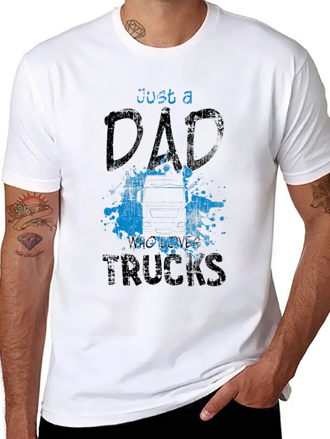 Dad Who Loves Trucks T-Shirt - Black