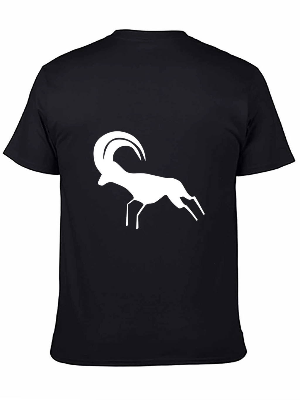 Black T-Shirt with White Ram Graphic Print
