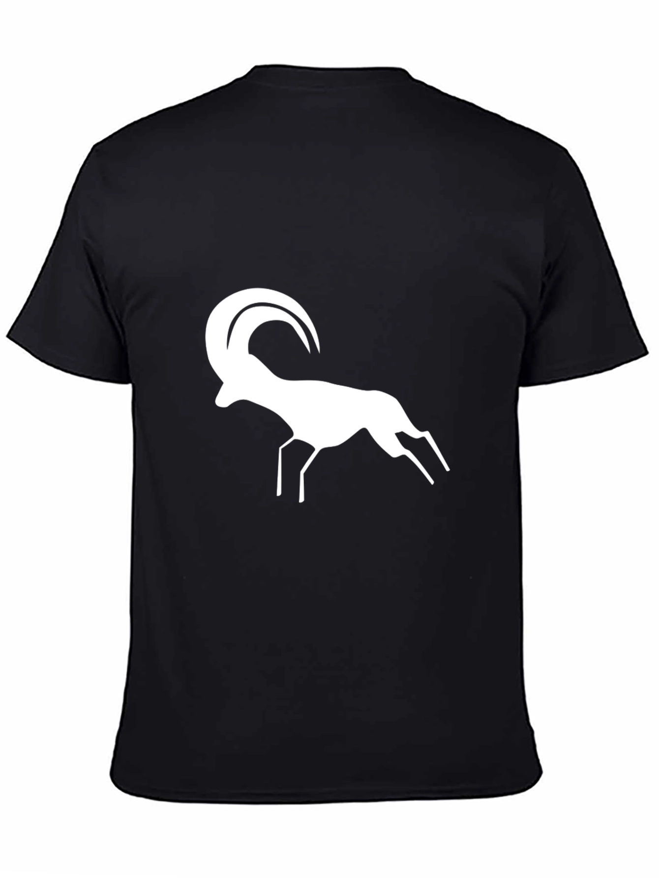Black T-Shirt with White Ram Graphic Print