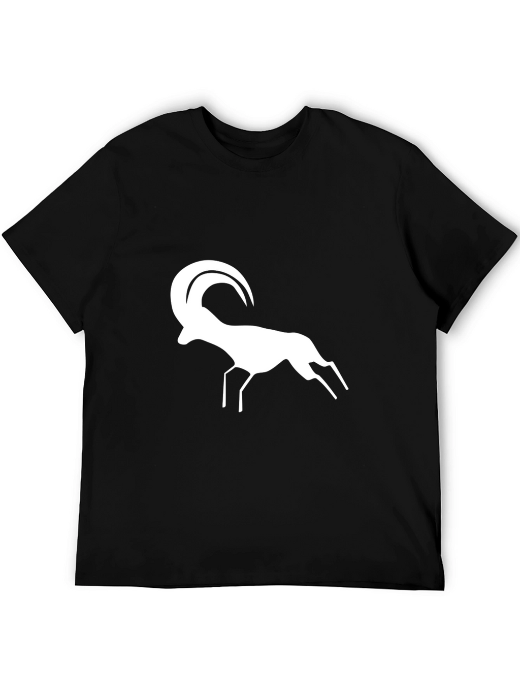 Black T-Shirt with White Ram Graphic Print