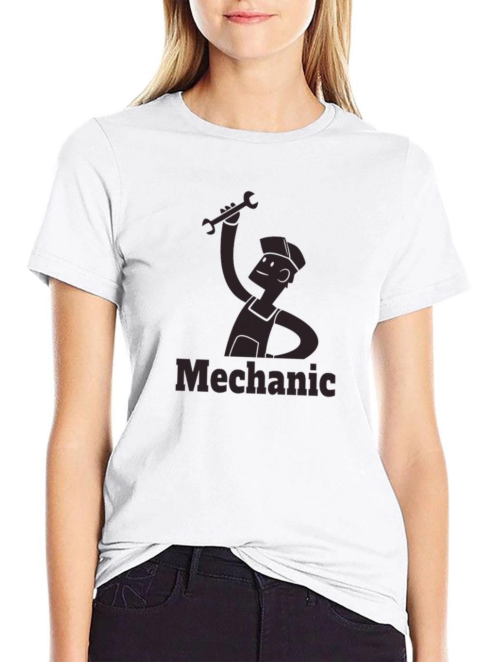 Mechanic Cartoon Graphic Tee - Black