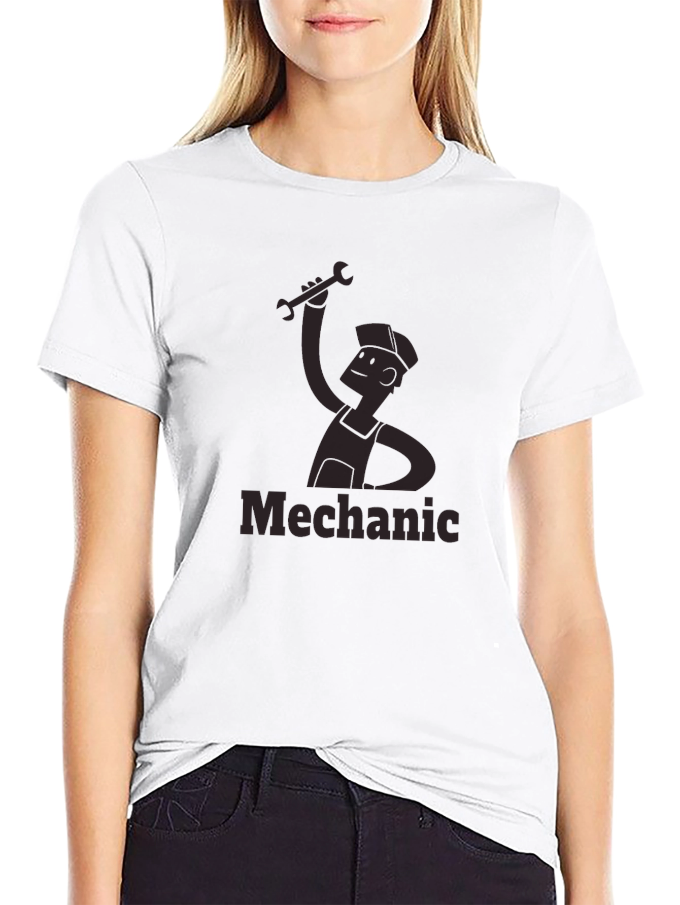 Mechanic Cartoon Graphic Tee - Black