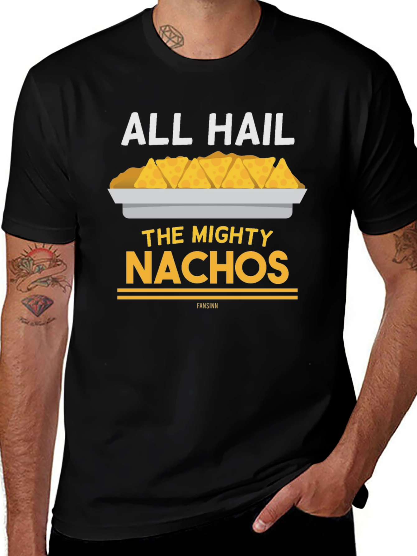 All Hail The Mighty Nachos T-Shirt - Funny Food Tee