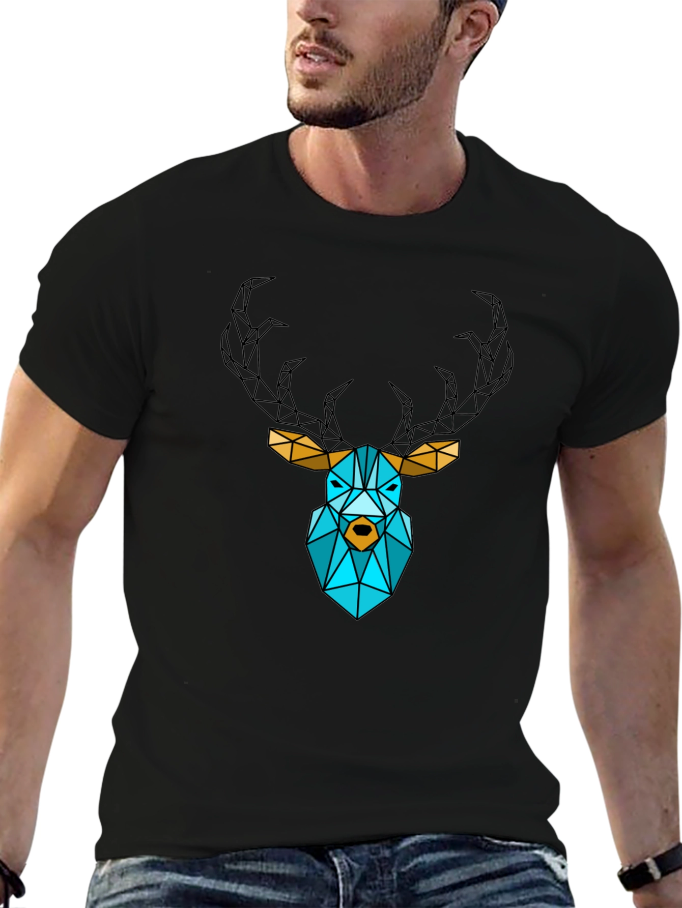 Geometric Deer Graphic T-Shirt - Modern Style