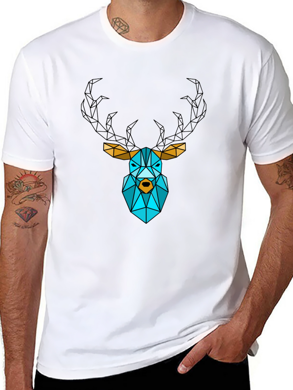Geometric Deer Graphic T-Shirt - Modern Style