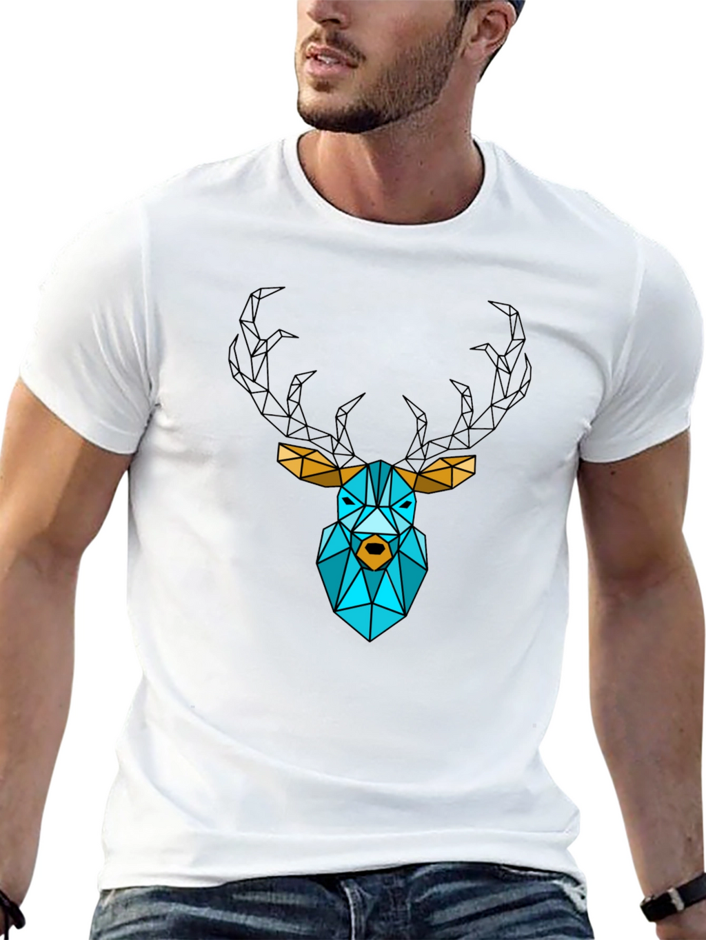 Geometric Deer Graphic T-Shirt - Modern Style