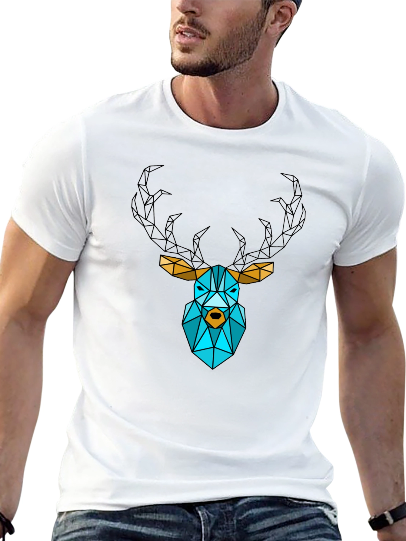Geometric Deer Graphic T-Shirt - Modern Style
