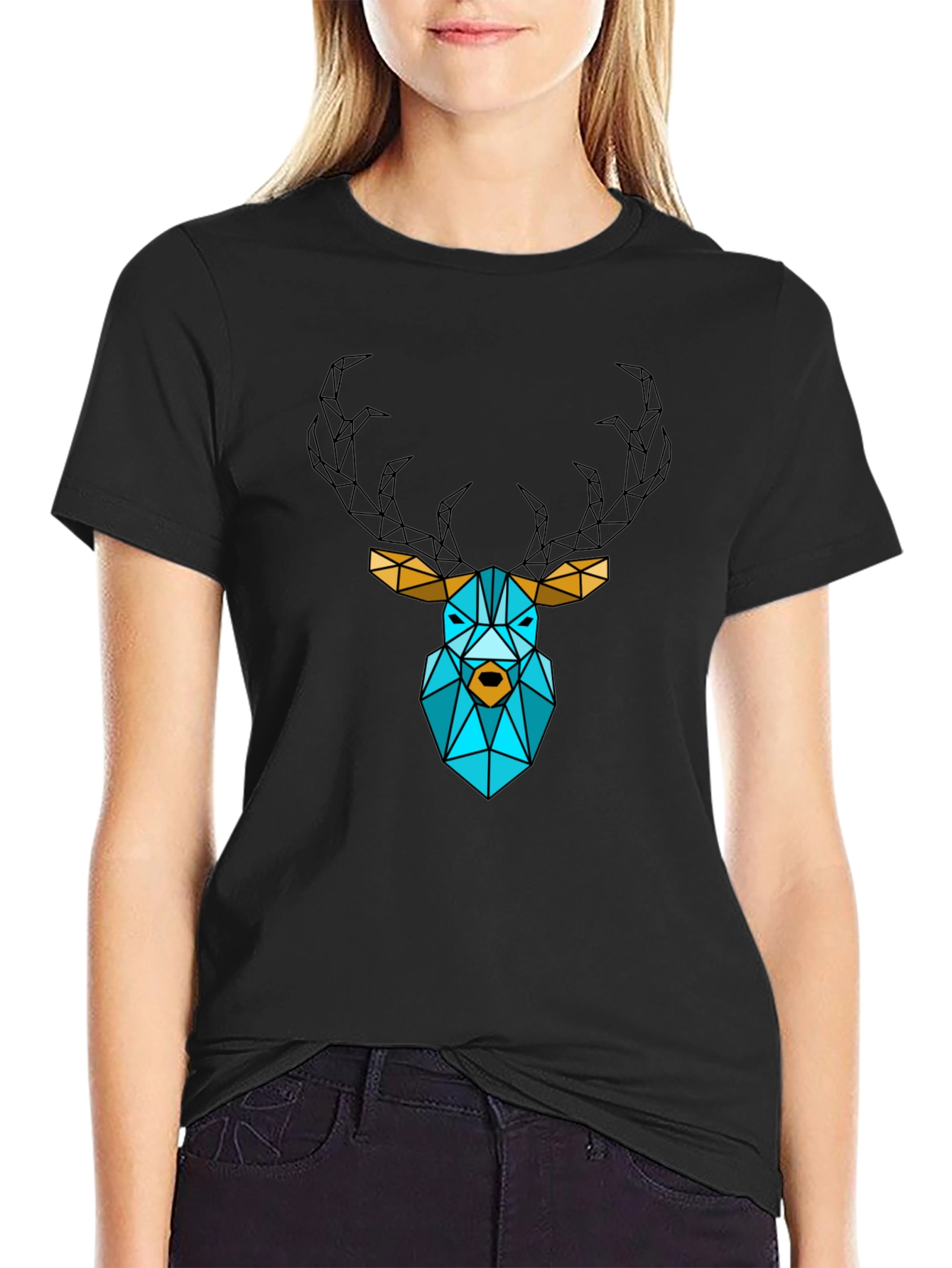 Geometric Deer Graphic T-Shirt - Modern Style